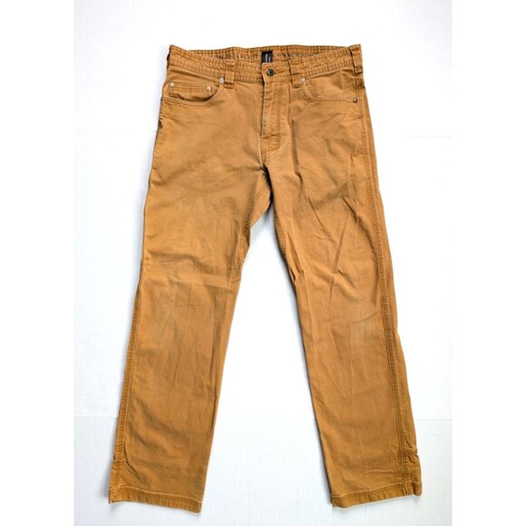 Prana Yellow Jeans Mens 31x30 Mustard Climbing *HOLES READ - Picture 1 of 10